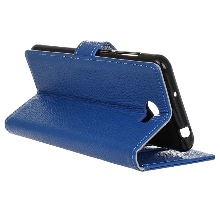 Litchi Grain Genuine Leather Case Wallet Cover for Huawei Y5II / Y5II - Blue-6