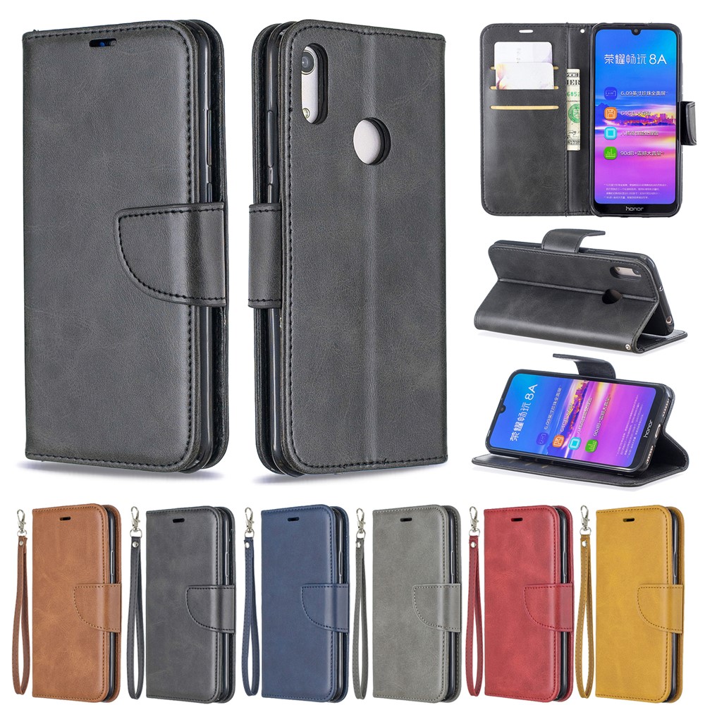 Case de Teléfono PU Para Huawei Y6 (2019, Con Sensor de Huellas Digitales)/y6 Prime (2019)/Honor 8a - Gris Oscuro