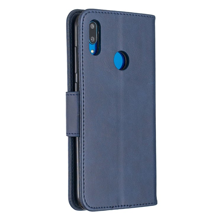 pu Leather Wallet Stand Téléphone Couverture Pour Huawei Y7 (2019) / Y7 Prime (2019) - Bleu