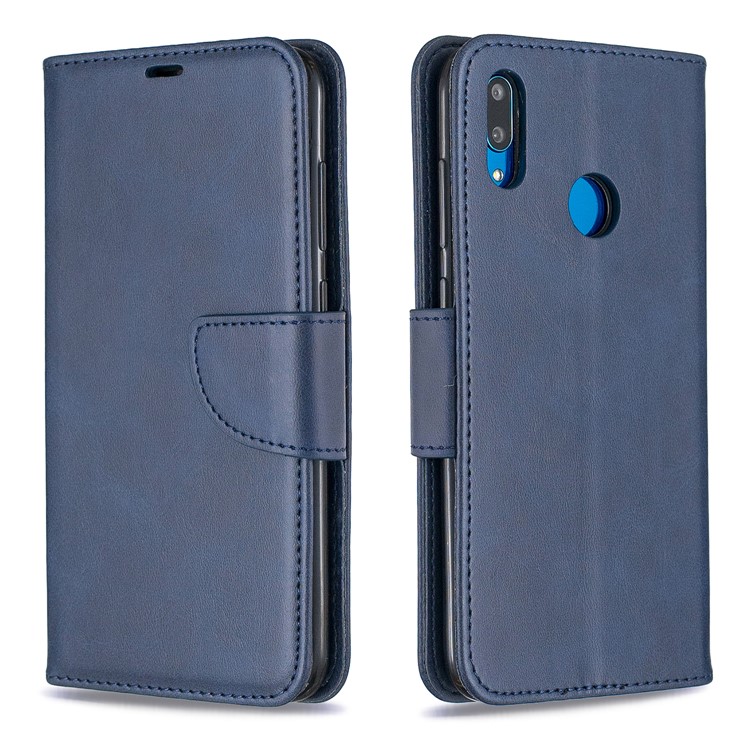 pu Leather Wallet Stand Téléphone Couverture Pour Huawei Y7 (2019) / Y7 Prime (2019) - Bleu