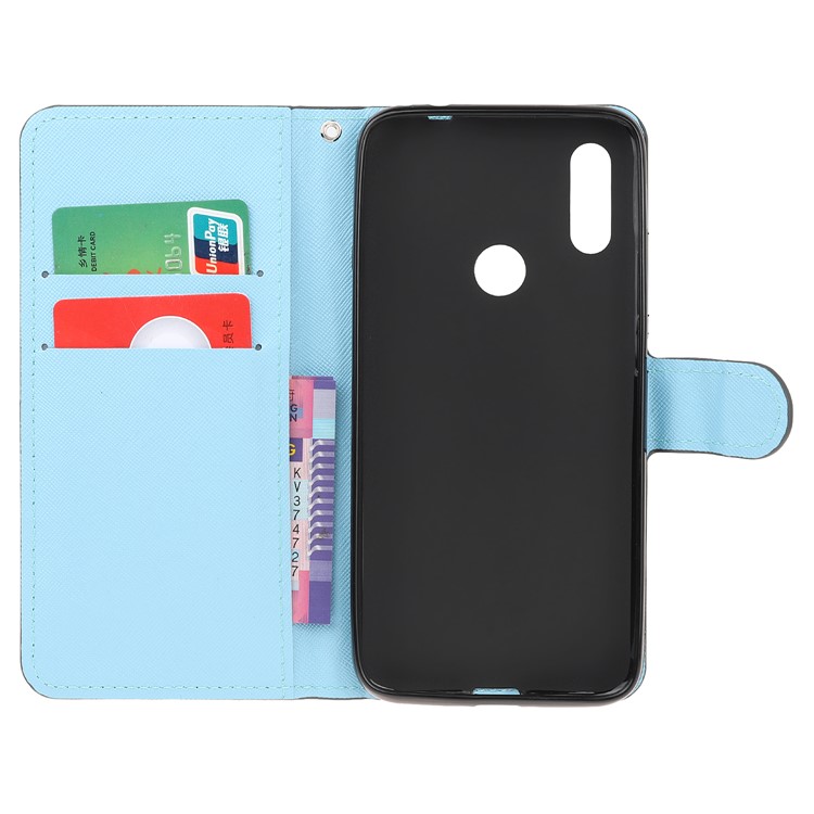 Cross Texture Pattern Printing Flip Leather Wallet Protective Case for Huawei Y6 (2019, with Fingerprint Sensor)/Y6 Prime (2019)/Y6 Pro (2019)/Honor 8A/Enjoy 9e - Snowflakes and Butterflies-2