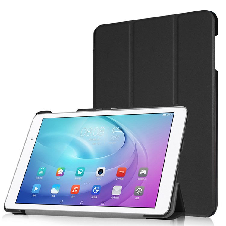 Tri-fold Stand Leather Smart Case for Huawei MediaPad T2 10.0 Pro - Black-1