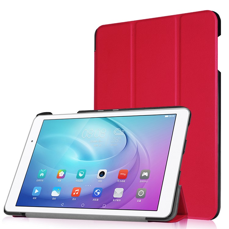 Tri-fold Stand Leather Tablet Shell for Huawei MediaPad T2 10.0 Pro - Red-1