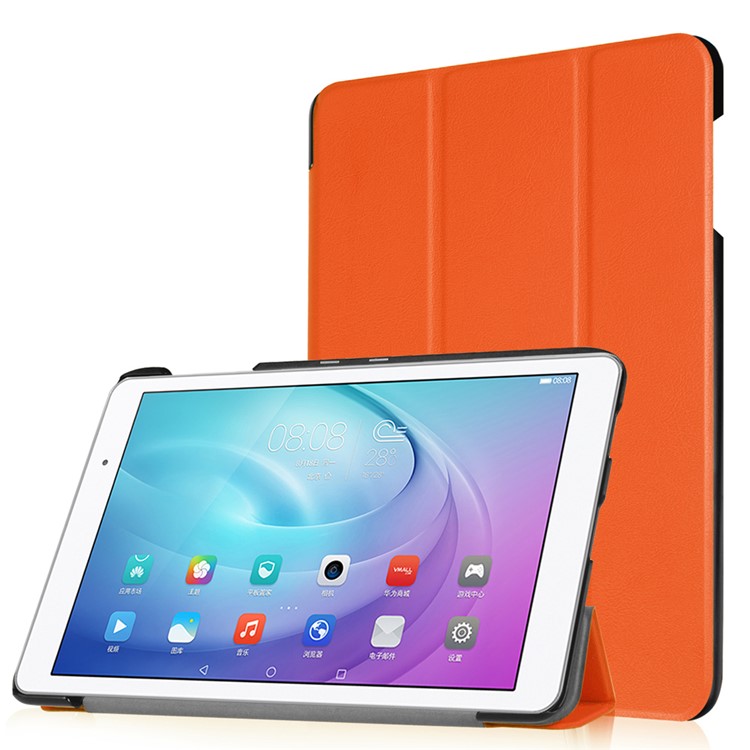 Tri-fold Stand PU Leather Folio Shell for Huawei MediaPad T2 10.0 Pro - Orange-1