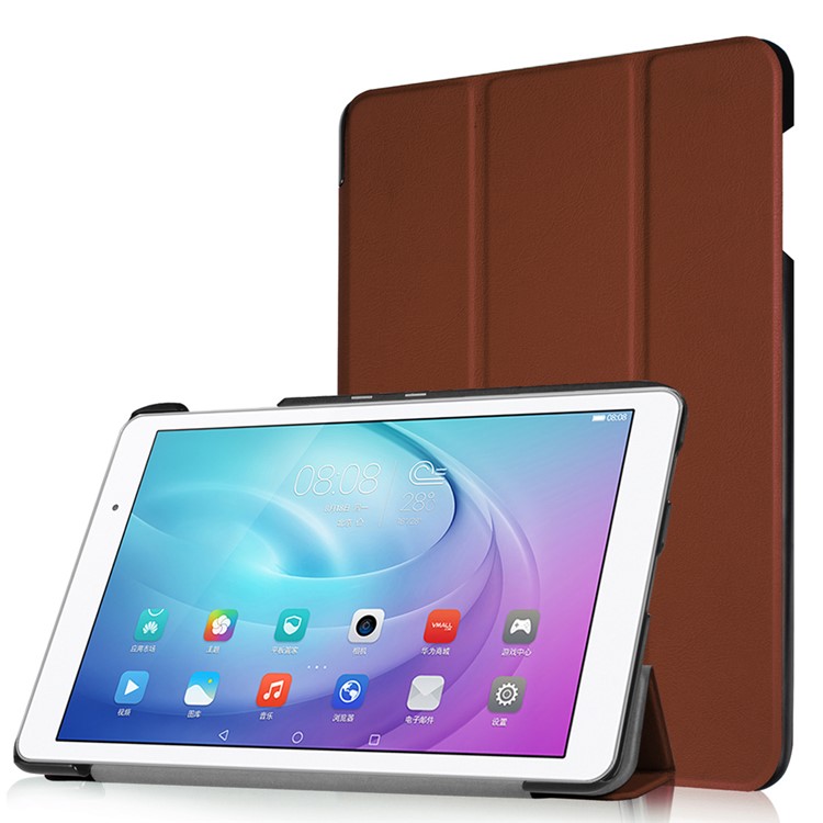 Tri-fold Stand PU Leather Smart Cover for Huawei MediaPad T2 10.0 Pro - Brown-1