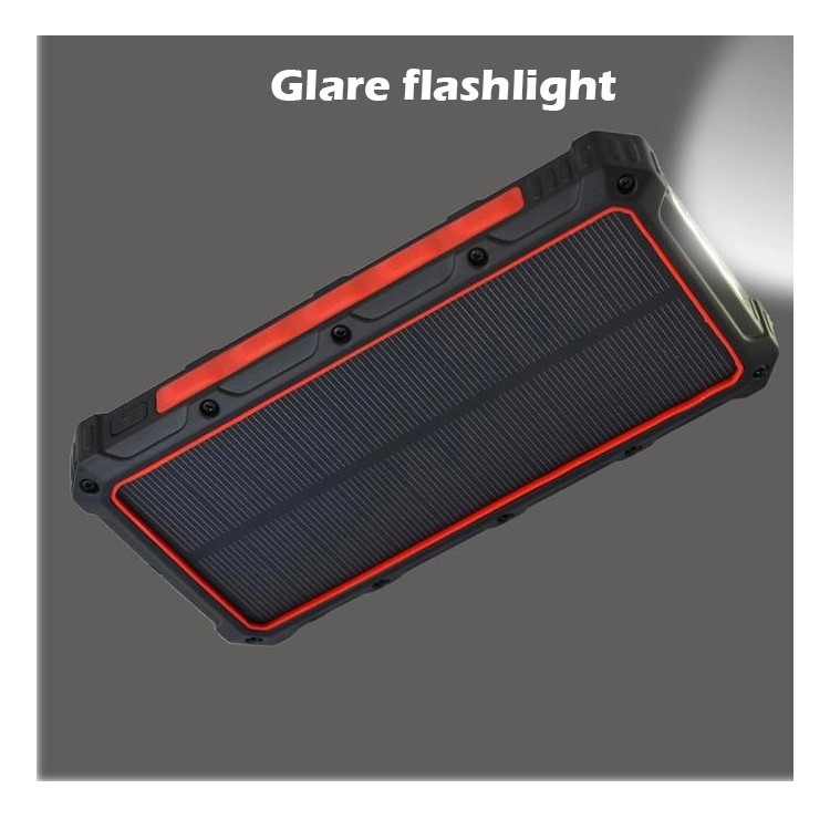 20000mAh Multifunctional Solar Power Bank Dual USB Wireless Desk Charger Glare Flashlight (Not Support FOD Function) - Red-5