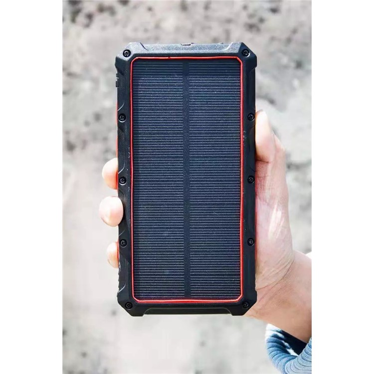 20000mAh Multifunctional Solar Power Bank Dual USB Wireless Desk Charger Glare Flashlight (Not Support FOD Function) - Red-7