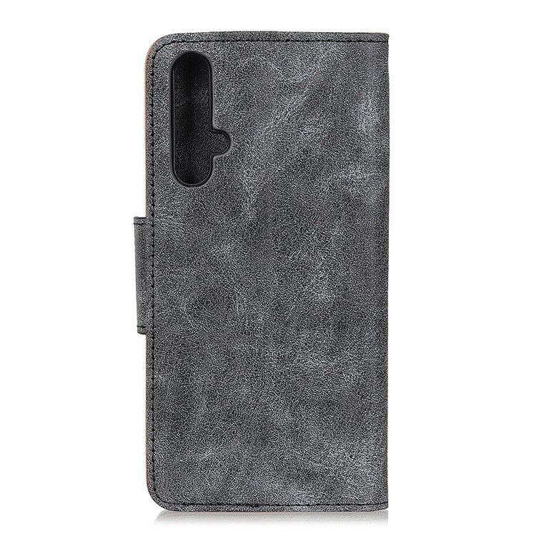 Retro Style Leather Phone Wallet Stand Cover Case for Huawei Honor 20 - Grey-3