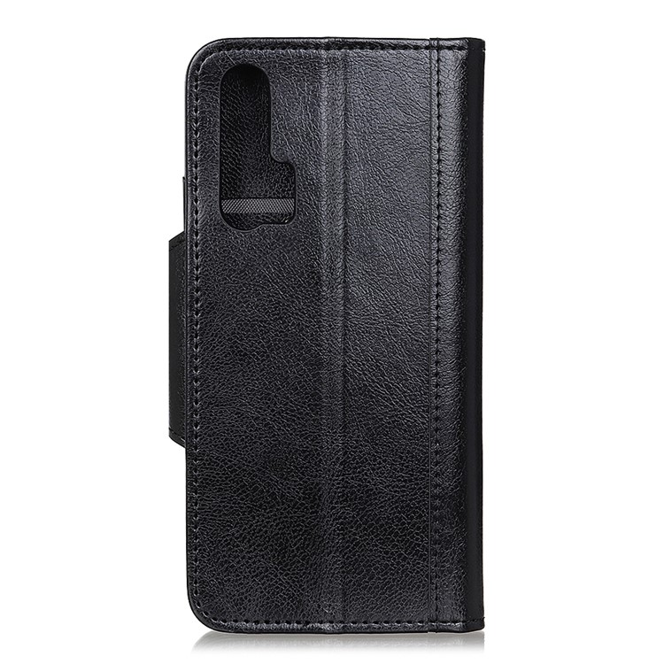 Textured PU Leather Wallet Stand Case for Huawei Honor 20 Pro - Black-3