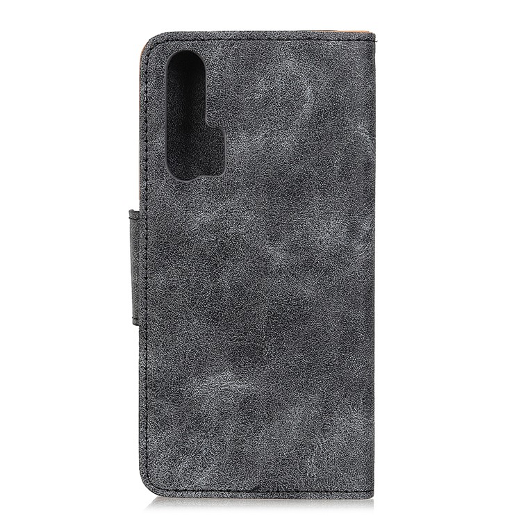 Retro Style Leather Phone Wallet Stand Cover Case for Huawei Honor 20 Pro - Grey-3