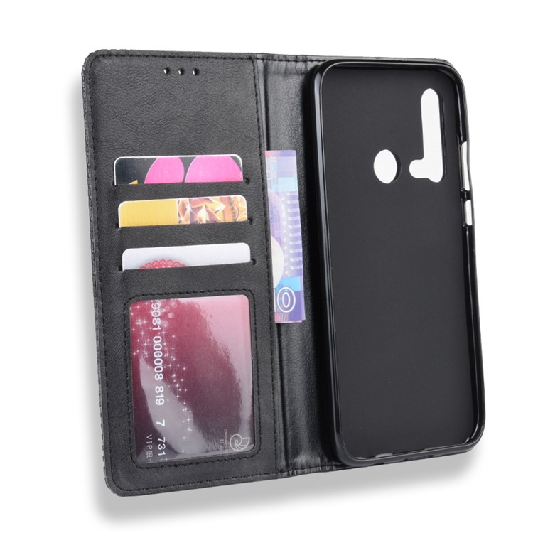 Auto-absorbed Vintage Leather Wallet Phone Shell for Huawei P20 lite (2019)/Nova 5i - Black-5