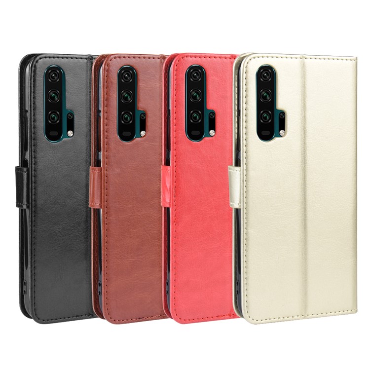 Crazy Horse Texture Wallet Leather Flip Case with Hand Strap Phone Casing for Huawei Honor 20 Pro - Black-10