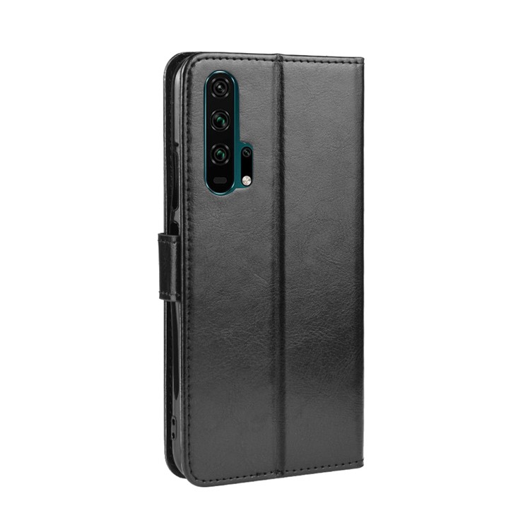 Crazy Horse Texture Wallet Leather Flip Case with Hand Strap Phone Casing for Huawei Honor 20 Pro - Black-4