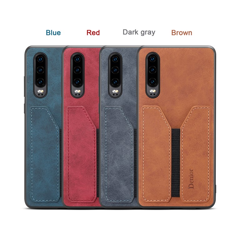 Card Slot PU Leather Coated TPU Phone Shell for Huawei P30 - Grey-12