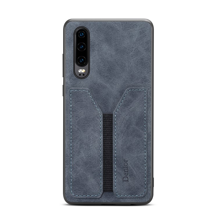 Card Slot PU Leather Coated TPU Phone Shell for Huawei P30 - Grey-2