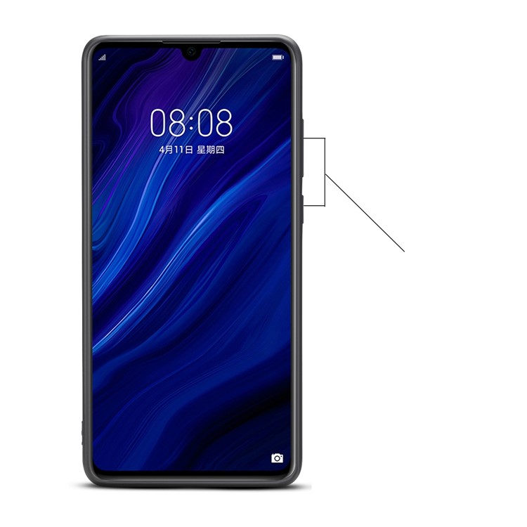 Card Slot PU Leather Coated TPU Phone Shell for Huawei P30 - Grey-6