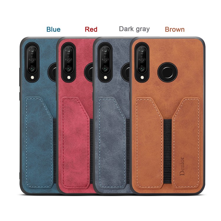 PU Leather Coated TPU Protective Phone Case for Huawei P30 Lite - Grey-10