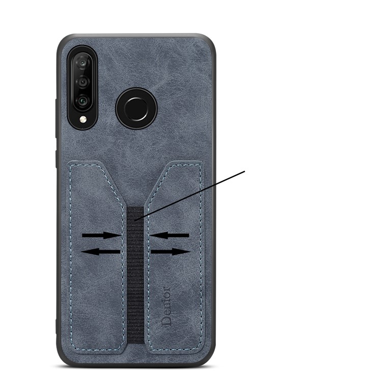 PU Leather Coated TPU Protective Phone Case for Huawei P30 Lite - Grey-8