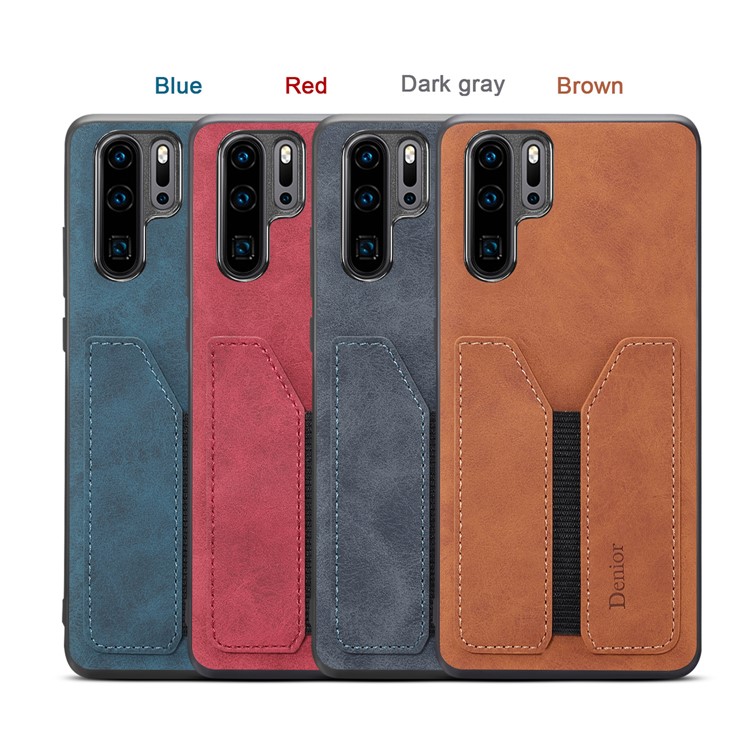 PU Leather Coated TPU with Elastic Card Slot Phone Cover for Huawei P30 Pro - Grey-10