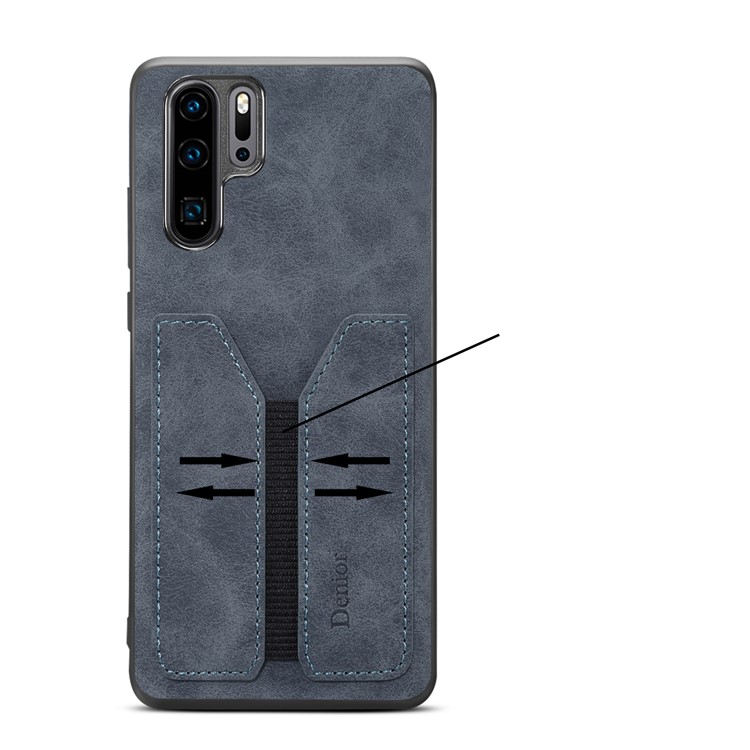 PU Leather Coated TPU with Elastic Card Slot Phone Cover for Huawei P30 Pro - Grey-8