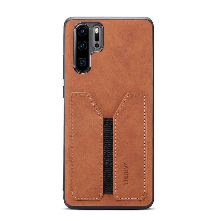 PU Leather Coated TPU with Elastic Card Slot Phone Cover for Huawei P30 Pro - Brown-2