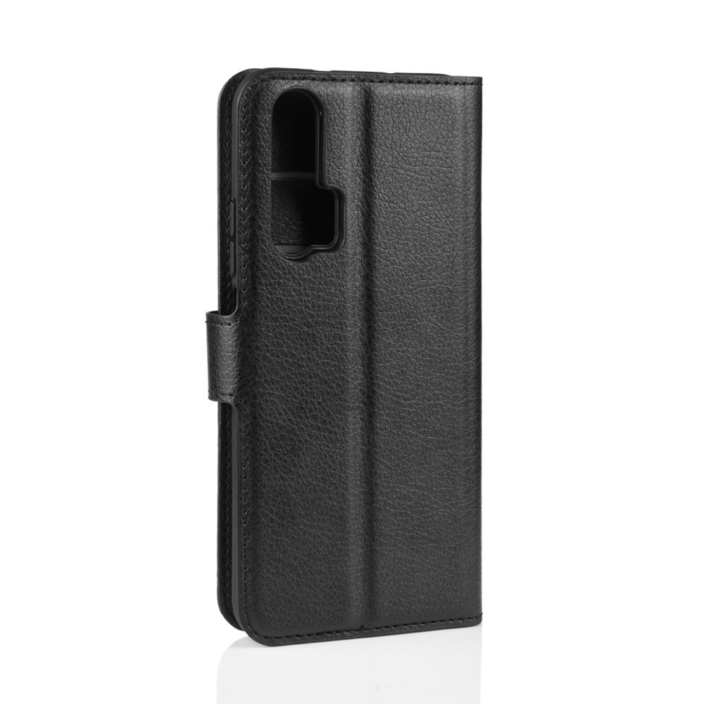 Litchi Skin Wallet Leather Stand Phone Shell for Huawei Honor 20 Pro - Black-6