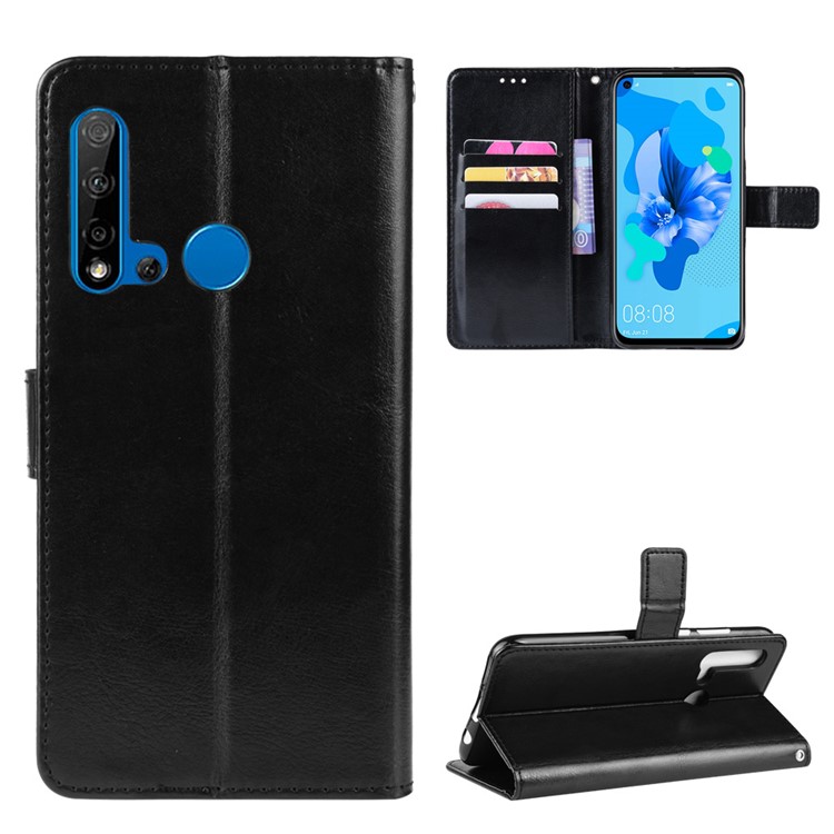 Crazy Horse Leather Wallet Case for Huawei P20 lite (2019) / Nova 5i - Black-1