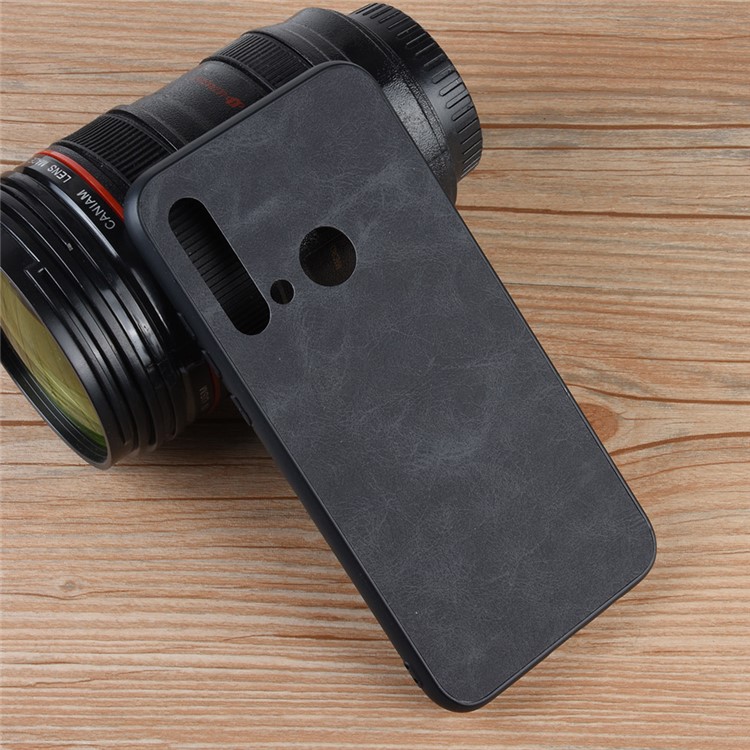 PU Leather Coated TPU + PC Back Phone Shell for Huawei P20 lite (2019) / Nova 5i - Dark Grey-5