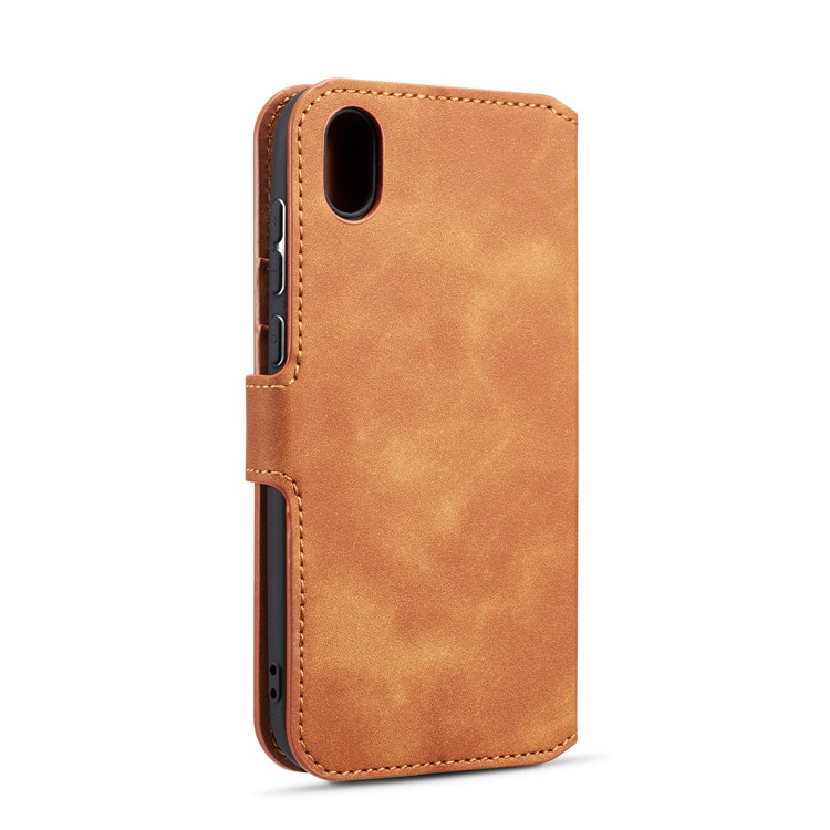 DG.MING Retro Style Leather Wallet Stand Case for Huawei Y5 (2019) - Brown-3