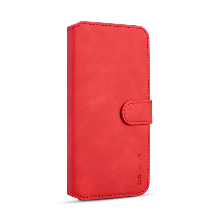 DG.MING Retro Style Leather Wallet Stand Case for Huawei Y5 (2019) - Red-2