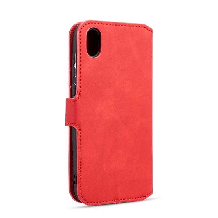 DG.MING Retro Style Leather Wallet Stand Case for Huawei Y5 (2019) - Red-3