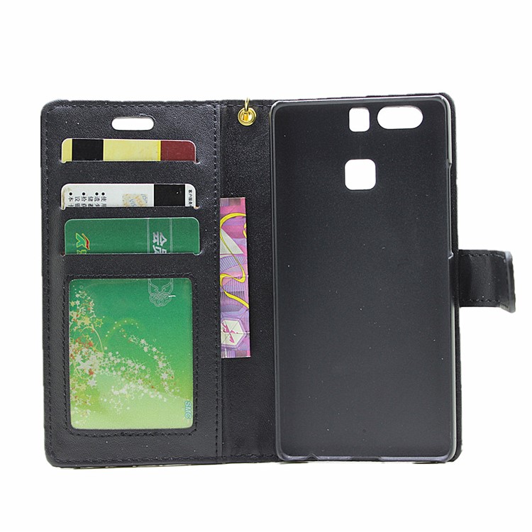 For Huawei P9 Crocodile Texture Leather Wallet Case - Black-4