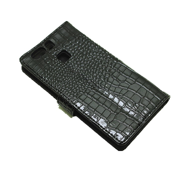 For Huawei P9 Crocodile Texture Leather Wallet Case - Black-7