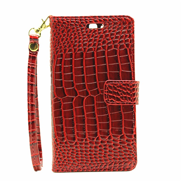 For Huawei P9 Crocodile Texture Leather Wallet Shell - Red-2