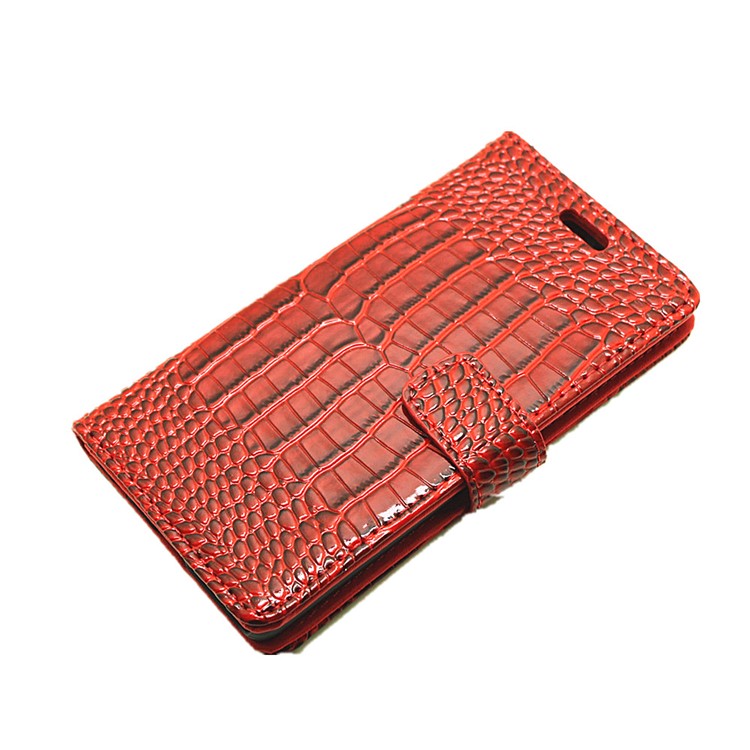For Huawei P9 Crocodile Texture Leather Wallet Shell - Red-6