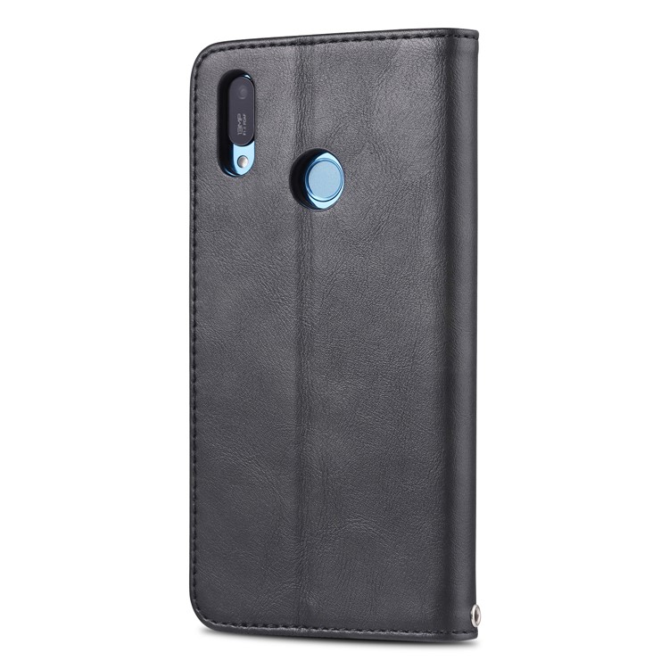 AZNS Retro Style PU Leather Card Holder Case for Huawei Y6 (2019, with Fingerprint Sensor) / Y6 Prime (2019) - Black-3