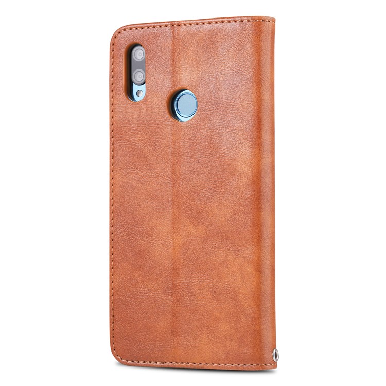 AZNS Retro Style PU Leather Card Holder Case for Huawei Y7 (2019) - Brown-3