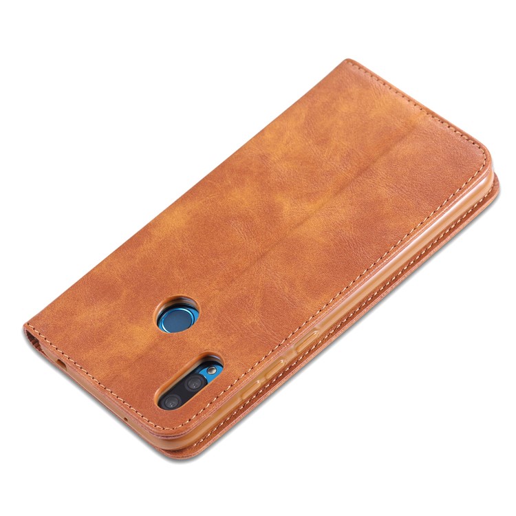 AZNS Retro Style PU Leather Card Holder Case for Huawei Y7 (2019) - Brown-6