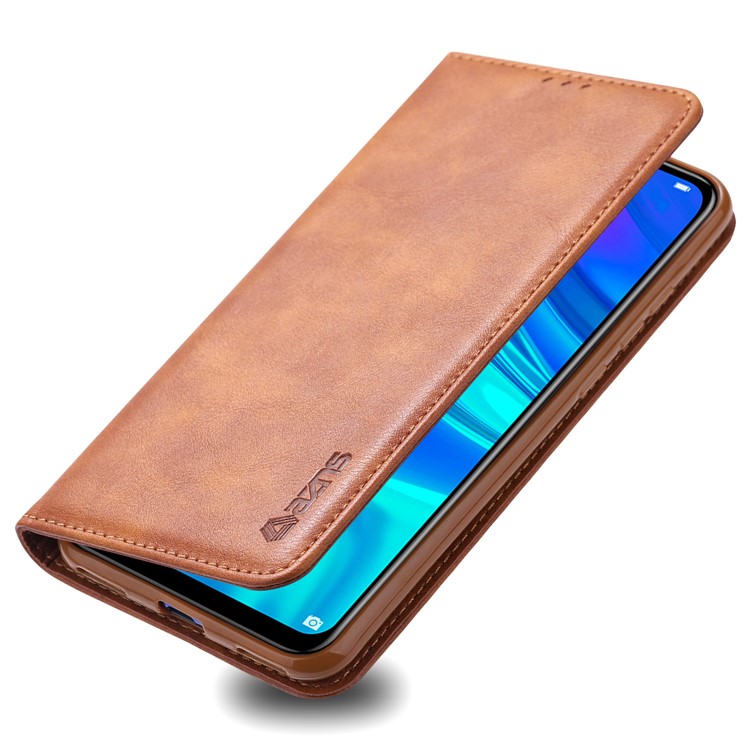 AZNS Retro Style PU Leather Card Holder Case for Huawei Y7 (2019) - Brown-8