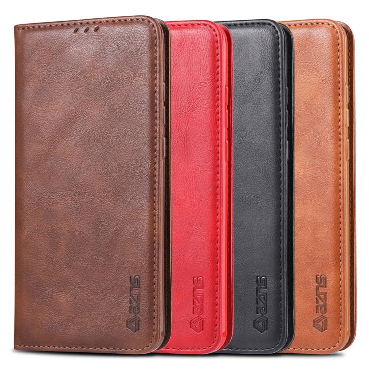 AZNS Retro Style PU Leather Card Holder Case for Huawei Y7 (2019) - Brown-9