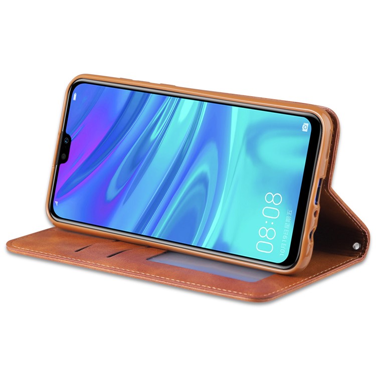 AZNS Retro Style PU Leather Card Holder Case for Huawei Y9 (2019) / Enjoy 9 Plus in China - Brown-4