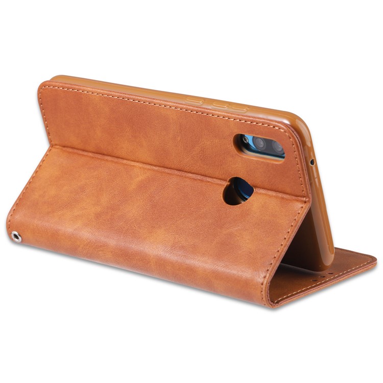 AZNS Retro Style PU Leather Card Holder Case for Huawei Y9 (2019) / Enjoy 9 Plus in China - Brown-5