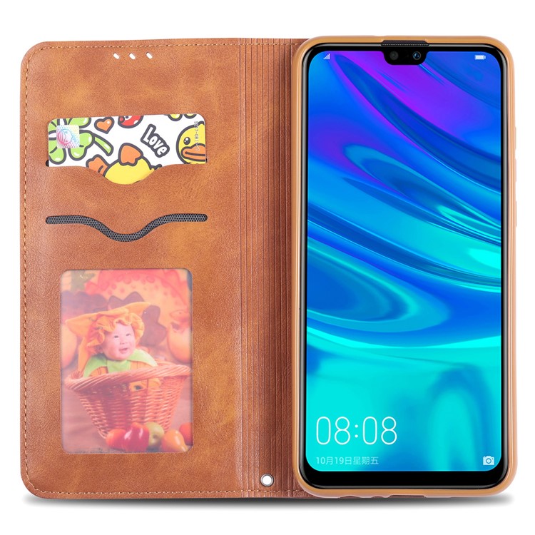 AZNS Retro Style PU Leather Card Holder Case for Huawei Y9 (2019) / Enjoy 9 Plus in China - Brown-7