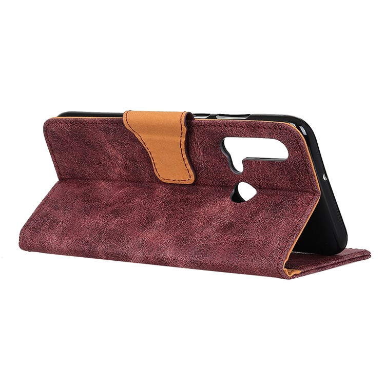 Vintage Style Leather Wallet Case for Huawei P20 lite (2019) - Wine Red-6