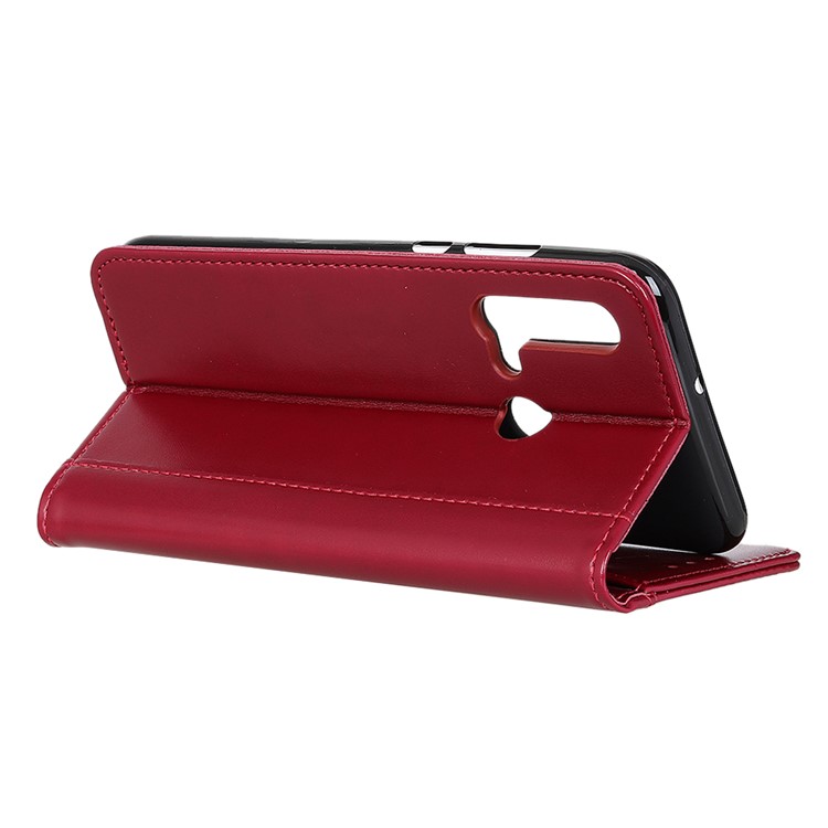 Auto-absorbed Split Leather Wallet Stand Case for Huawei P20 lite (2019) - Red-8