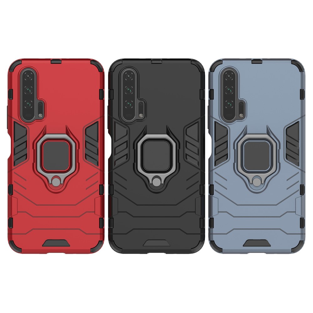 Rotatable Ring Kickstand Cool Armor PC TPU Hybrid Phone Shell for Huawei Honor 20 Pro - Black-10