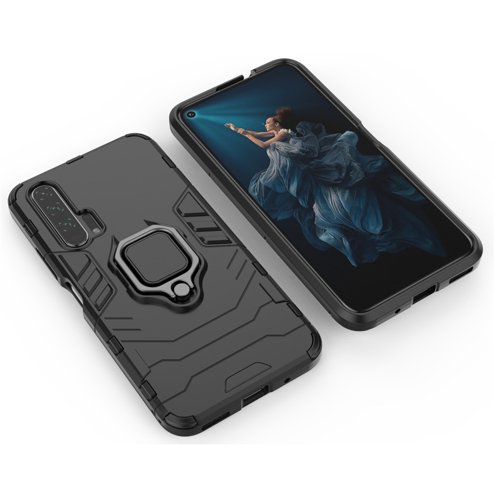 Rotatable Ring Kickstand Cool Armor PC TPU Hybrid Phone Shell for Huawei Honor 20 Pro - Black-3