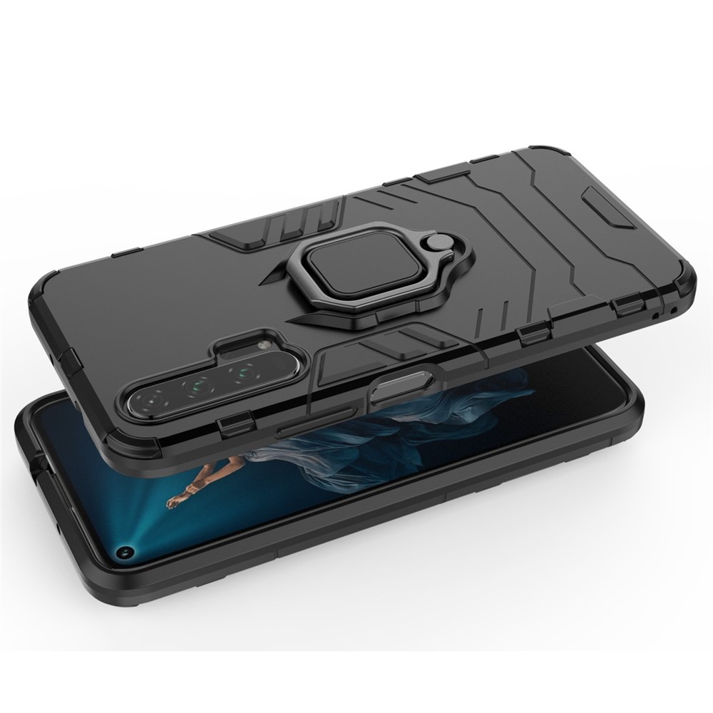 Rotatable Ring Kickstand Cool Armor PC TPU Hybrid Phone Shell for Huawei Honor 20 Pro - Black-5