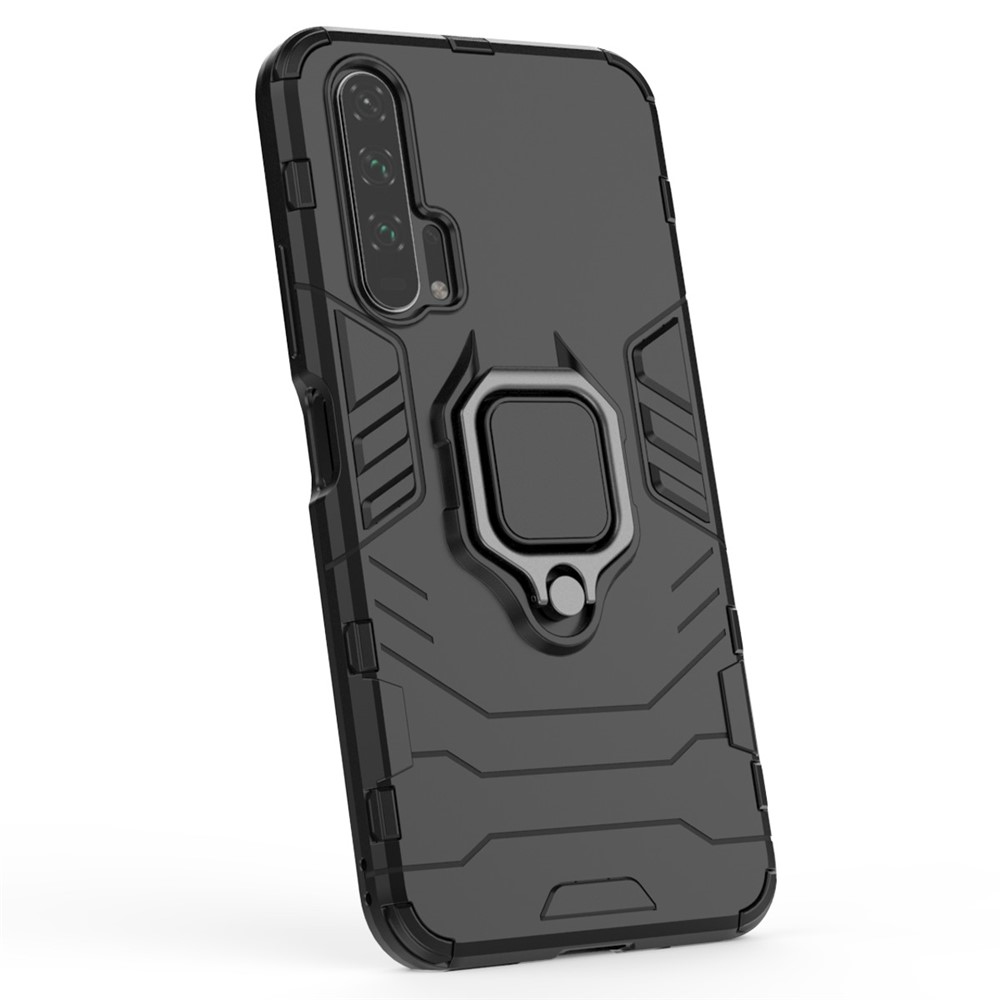 Rotatable Ring Kickstand Cool Armor PC TPU Hybrid Phone Shell for Huawei Honor 20 Pro - Black-6