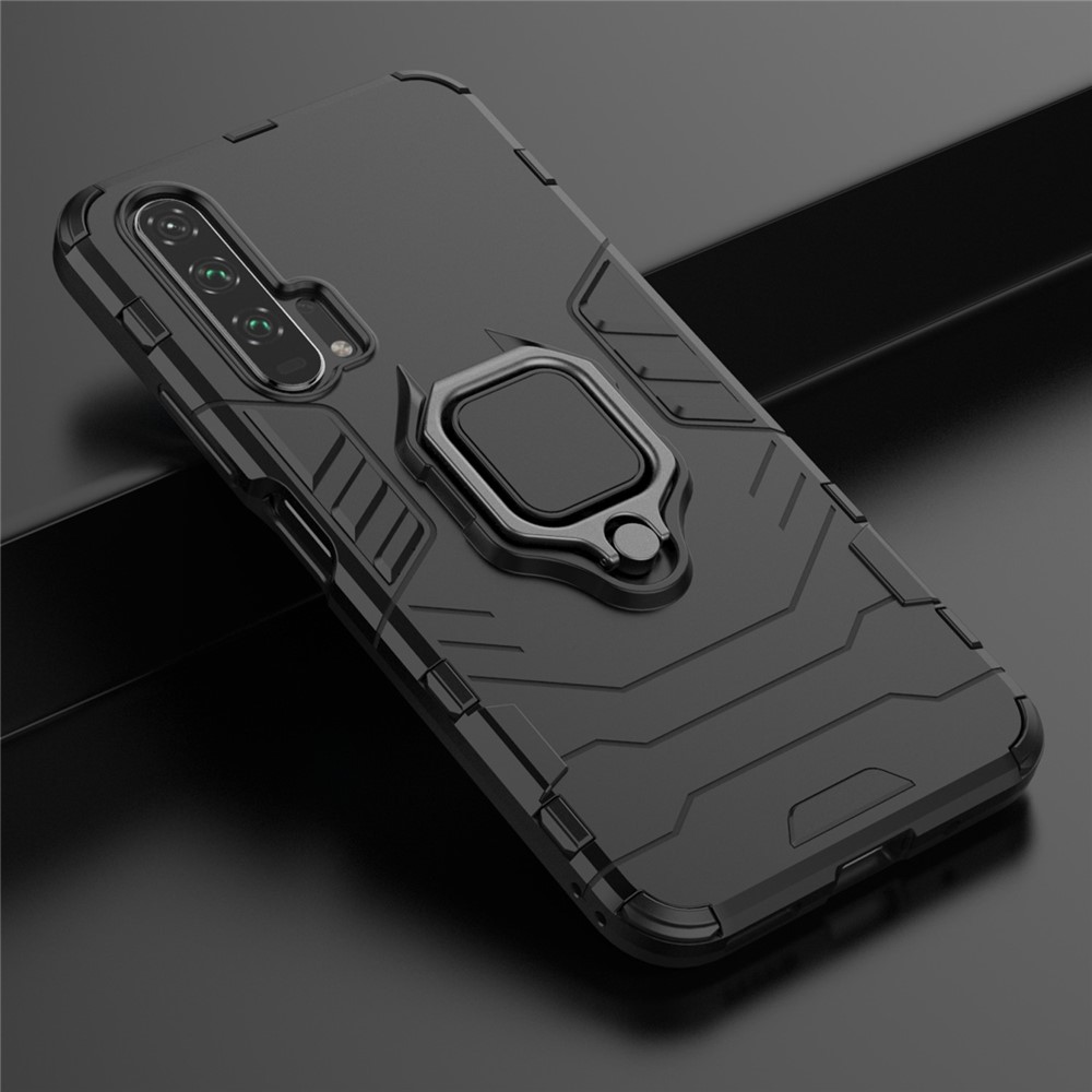 Rotatable Ring Kickstand Cool Armor PC TPU Hybrid Phone Shell for Huawei Honor 20 Pro - Black-9